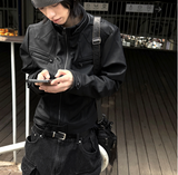 Crop Neck Leather Jacket