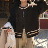[BELLIDE MADE] Round colour matching knit zip-up
