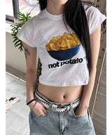 スリムプリントクロップTシャツ(3color)