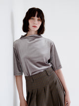 VELVET MOCK NECK SHIRING TOP