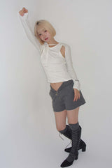 NECK STRAP TEE_DOT WHITE
