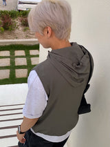 Cropped Nylon Hooded Vest 4C