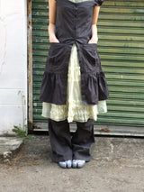 Pocket-line button layered dress
