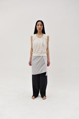 Linen oval neck knit, Cream