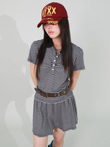 STRIPE FRILL MINI SKIRT (LIGHT PURPLE)