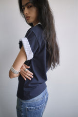 26SS★ OFF-SHOULDER SHIRT LAYERED UNBALANCED T-SHIRT