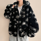 Flower Oversized Dumble Hood Zip-Up Jumper