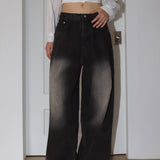 [Long/Short length] Eton One Pintuck Washed Wide Denim Pants