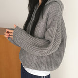 Choc Thick wool Bokashi twisted hoodie knitwear zip-up
