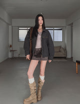 Melt button pocket U-neck hood