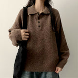 Uniting Loose Fit Color Wool Collar Knitwear