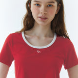 RVSリンガークロップTシャツ レッド