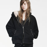 Holy Symbol Oversized hooded zip-up_BLACK