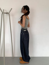 HERRINGBONE NONFADE BALLOON JEANS