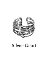 Silver Ball Orbit Layered Bold Ring