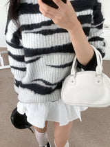 Blush Zebra Loose-Fit Thick Knit (One Color)