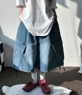 BIG CARGO DOWN ROPE ストリングデニムオーバーバミューダ 🩵🖤2COLOR