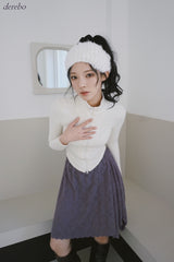 velvet line half-turtleneck zip-up slim top
