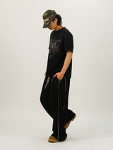 LU グラデーション ヴィンテージ プリンティング ハーフスリーブ Tシャツ