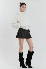 FOX FUR DOWN JACKET white