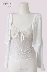 White Daisy flare cardigan two-piece(SET)