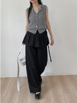 Frill Wrap Nylon Wide Pants