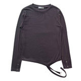 アイレットバックルボタンヘムストラップロングスリーブティー(3 colors)