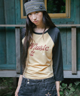 ヴィンテージ ミュージック ラグラン Tシャツ(CV2GFFT551A)