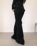 Banding Low-Rise Loose Bootcut Pants