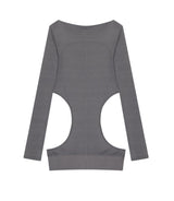 Curved Cut Layered Tee / Charcoal
