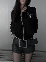 クロススタッドダイアゴナルウォーマージップアップ (fleece-lined / 2color)