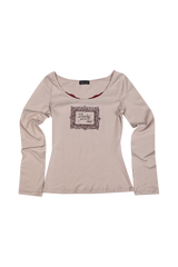 LACE FRAME T-SHIRT #BEIGE