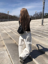 Milt Back Adjust Strap Balloon Wide Pants