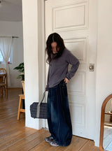 Kepan Lettering Wide Denim Pants