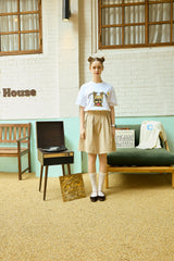 ベージュパピーホワイト半袖tシャツ