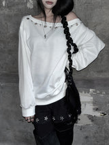 city eyelet off-shoulder mtm (fleece-lined / 4color)