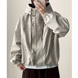 Mika High Neck Color Matching Pendant String Hooded Jumper