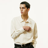 2way open collar drapery shirt ivory