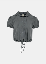 Smoky Drawstring Hoodie Blouse