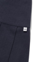 BUTTON DOUBLE PLEATED MIDI SKIRT(NAVY)