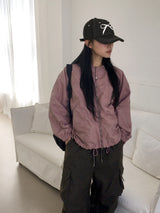 [MADE] Pained metal shirring balloon hood windbreaker two-way zip-up