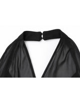 Lorielle Halterneck Sheer Wrap Long Dress Black
