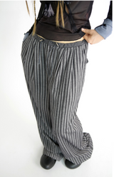 pleats stripe banding pants(3color)