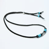 leather & turquoise beads necklace black
