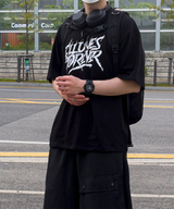 イリューネスレタリングオーバーサイズスプリットショートスリーブTシャツ