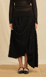 Ethnic drape long skirt Black
