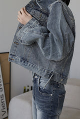 Vintage Washing Crop Denim Jacket