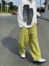 Pink light green pants pastel cotton balloon pants 3C