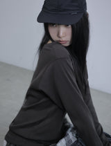 Loose V-Neck Long Sleeve -Brown