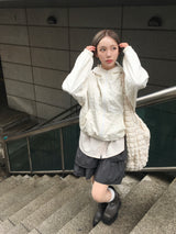 ミニザンフラワーエンボスクロップパーカー（6c）